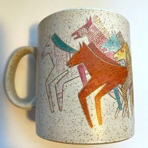 Laurel Burch Native Horses speckled mug- vintage